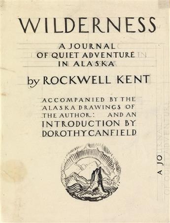 ROCKWELL KENT. Group of 2 trial title-pages and 1 dust jacket design for Wilderness: A Journal of Quiet Adventure in Alaska.
